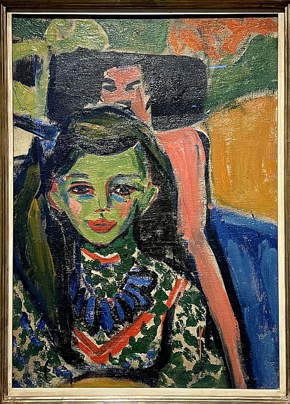Ernst Ludwig Kirchner — Franzi devant une chaise sculptée, 1910